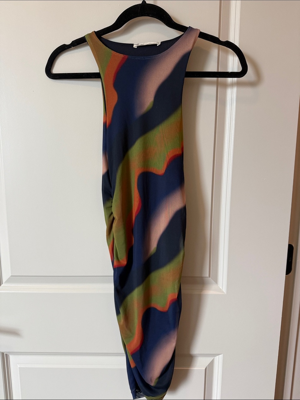 Abstract Colorblock Dress in Navy and Coral